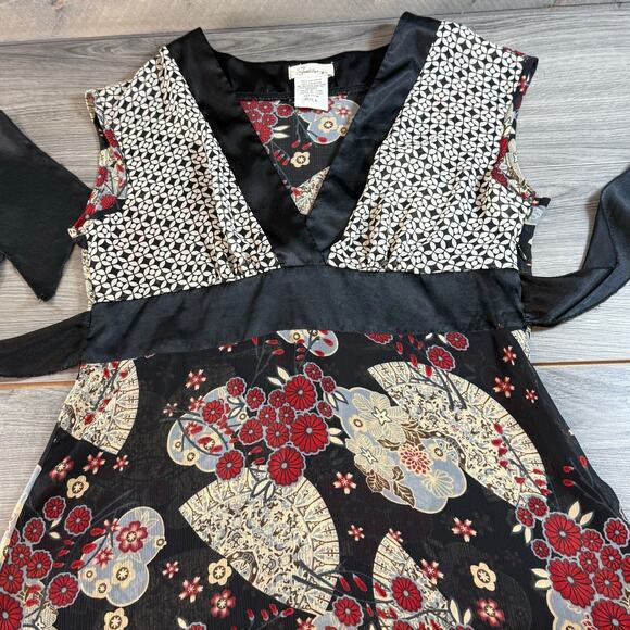 Vtg Speechless Babydoll Sheer Blouse Size L Satin Tie Back Y2K Asian Inspired - Picture 14 of 16